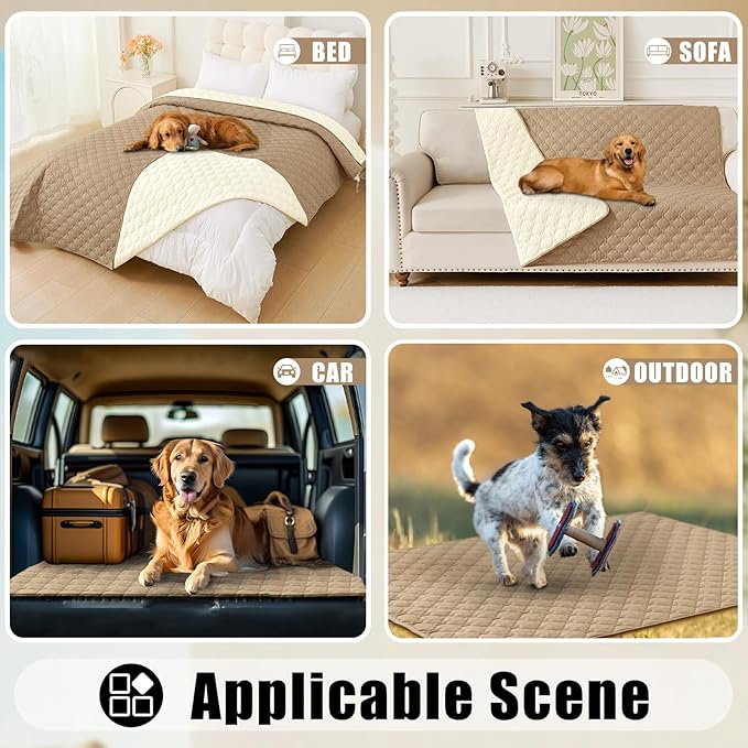Smiry Waterproof Dog Blanket, Soft Dog Bed Cover Pet Blanket, Reversible Couch Cover for Dogs Washable, Pet Couch Covers for Sofa Furniture Protector for Puppy Cat (82x120 Inch, Camel/Beige)