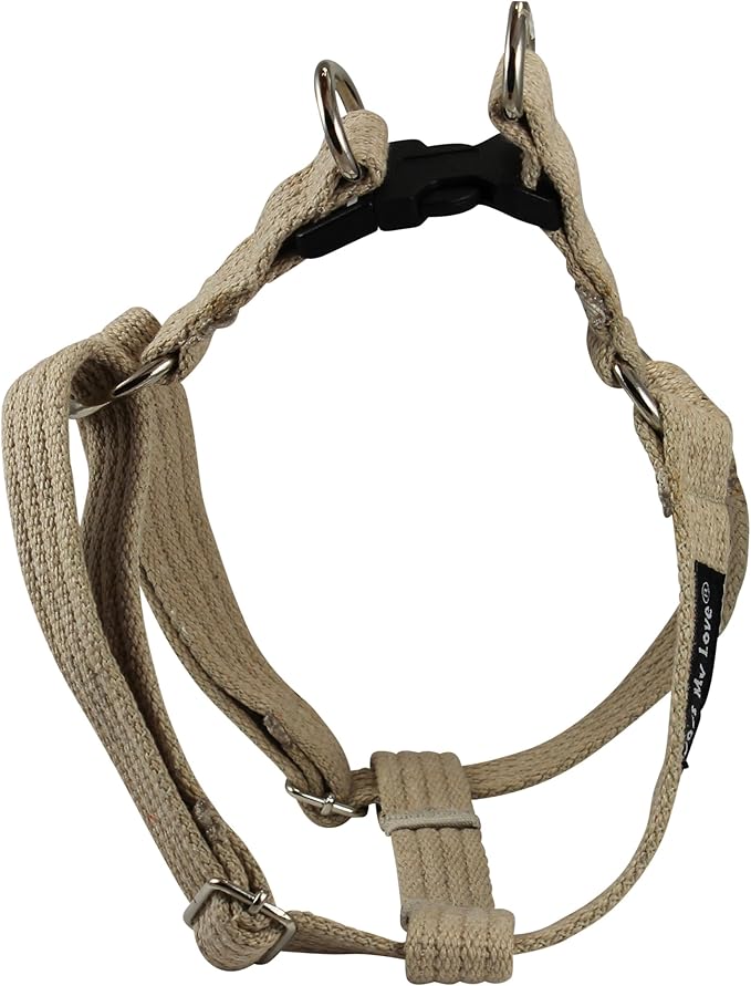 Cotton Web Adjustable Dog Step-in Harness 4 Sizes Beige (Small: 8"-13.5" Chest; 5/8" Wide)