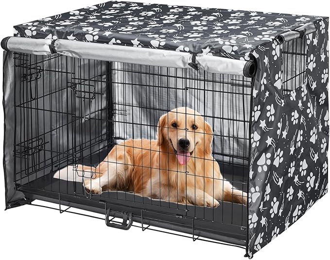 Dog Crate Cover 42 inch - Double Door, Dog Kennel Indoor, Waterproof Dog Kennel Cover with Air Vent Window, for Indoor/Outdoor Most Wire Dog Crate(Grey)