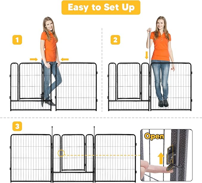 TMEE Dog Playpens 8/16 Panels Dog Pen Outdoor Indoor Dog Fence Exercise Pen 40 inch Height Pet Play Yard Gate with Doors for Large/Medium/Small Dogs, Pet Playpen for RV, Camping, Yard, 8 Pcs