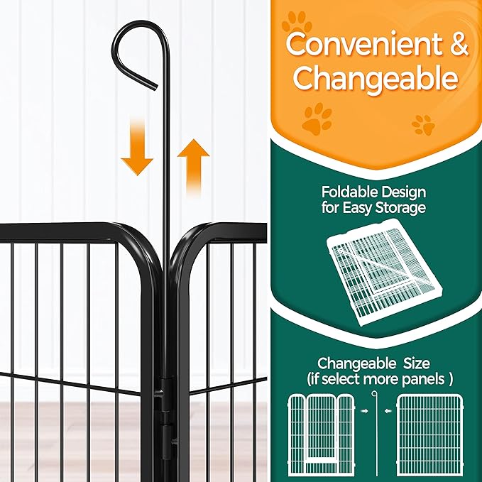 Yaheetech Dog Playpen Outdoor, 40 inch 32 Panels Dog Pen Indoor Heavy Duty Puppy Exercise Pen Metal Pet Fence for RV Camping/Yard/Garden