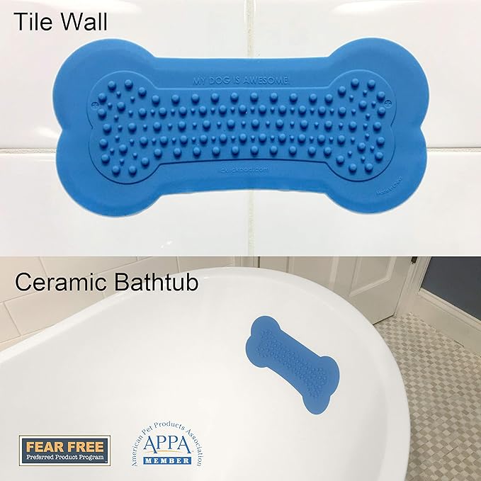 Lick Lick Pad Dog Accessories | Pet Shower Attachment | Dog Peanut Butter Lick Pad | Dog Bathing Station | Dog Bathing Supplies | Veterinarian Used | Suction to Wall | Large
