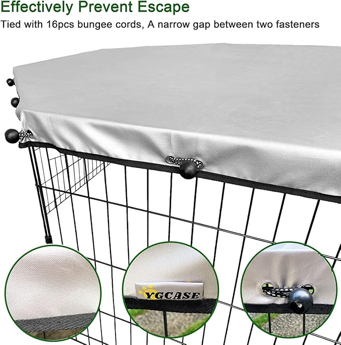 Universal Dog Playpen Cover with Sun/Rain Proof Top, Provide Shade and Security for Outdoor and Indoor, Fits All 24" Wide 8 Panels Pet Exercise Pen (8x24 W Cover, 600D Oxford)