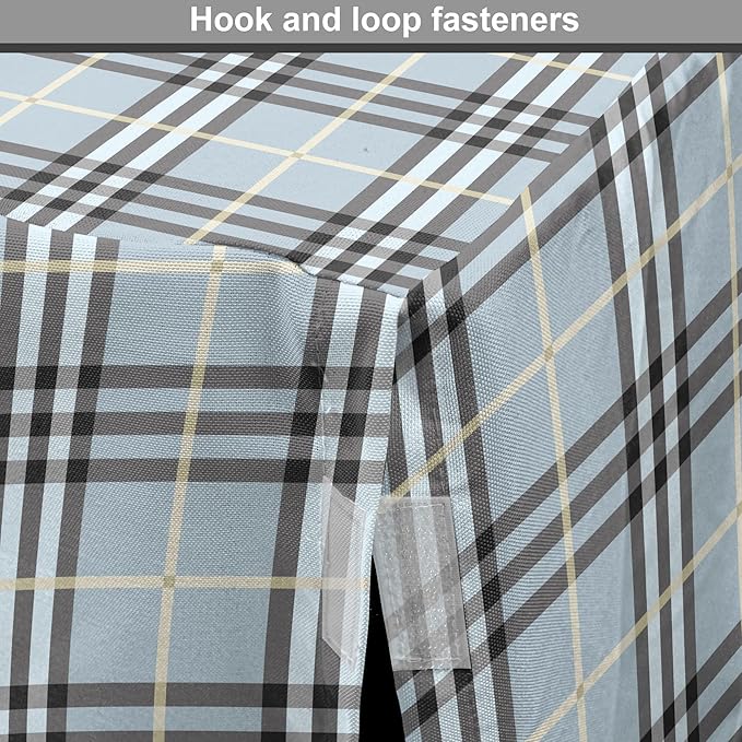 Lunarable Plaid Dog Crate Cover, Traditional Vintage Pattern with Modern Look Checkered Pastel Colored, Easy to Use Pet Kennel Cover for Medium Large Dogs, 42 Inch, Pale Blue Dimgray Cream