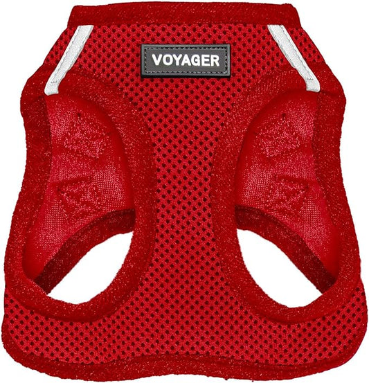 Voyager Step-in Air Dog Harness - All Weather Mesh, Reflective, No Pull Harness for Small, Medium Dogs, Cats - Secure with Hook & Loop Fastener, Buckle, Double D-Rings - Red, M