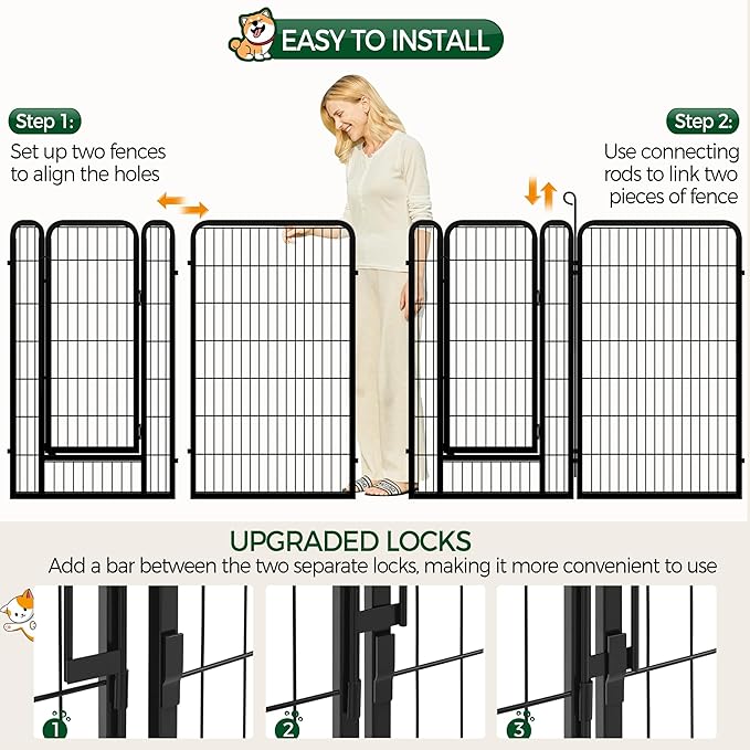 Yaheetech Dog Playpen Outdoor, 47 inch 32 Panels Dog Pen Indoor Heavy Duty Puppy Exercise Pen Metal Pet Fence for RV Camping/Yard/Garden