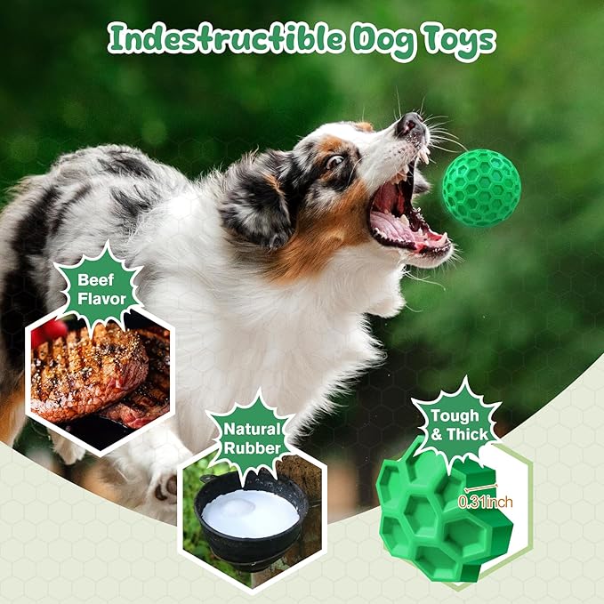 Tough Dog Chew Toys for Aggressive Chewers, Indestructible Dog Balls for Aggressive Chewers, Squeaky Balls for Dogs, Squeaky Dog Toys for Large Dogs,Funny Dog Squeaky Ball Heavy Duty Dog Toy