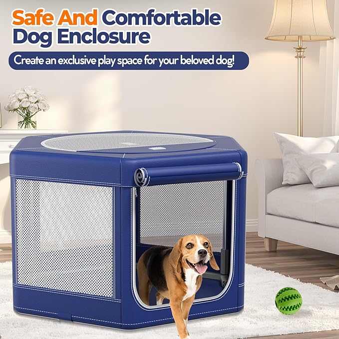 Puppy Playpen,45x45x25.6 Inches Fabric Mesh Dog Playpen,Portable Soft Fence for Dog and Cat, Breathable Exercise Pet Play Pen Indoor/Outdoor,Removable Zipper Top,Tear Resistant Fabric,Safe & Sturdy