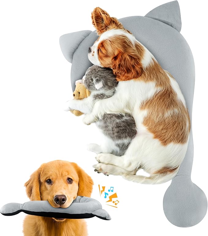 HOMBYS Chewproof Dog Claming Pillow, Indestructible Curl Up Question Mark Pillow for Small Large & Medium Dogs, Washable Dog Bed Pillow Cozy Dog Body Pillow, L (27.3"x15.6")