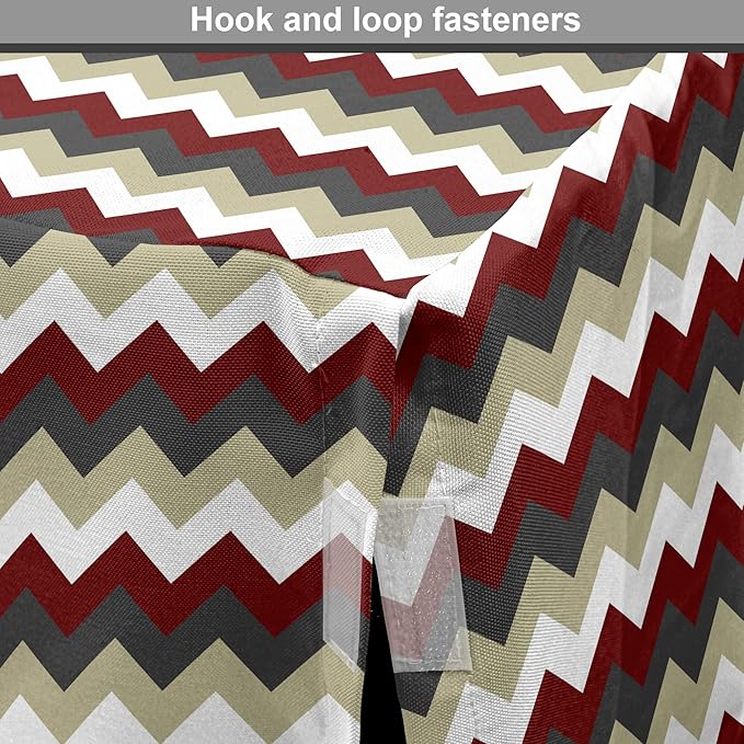 Lunarable Chevron Dog Crate Cover, Chevron Pattern with Vivid Color Scheme Stripes Design Modern Geometric, Easy to Use Pet Kennel Cover for Medium Large Dogs, 48 Inch, Burgundy Grey Eggshell