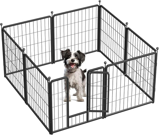 Simple Deluxe Dog Playpen Outdoor, Portable Dog Playpen for Travel, Camping, 24" Height 8 Panels Heavy Duty Dog Pen for Puppies/Small Dogs, Black