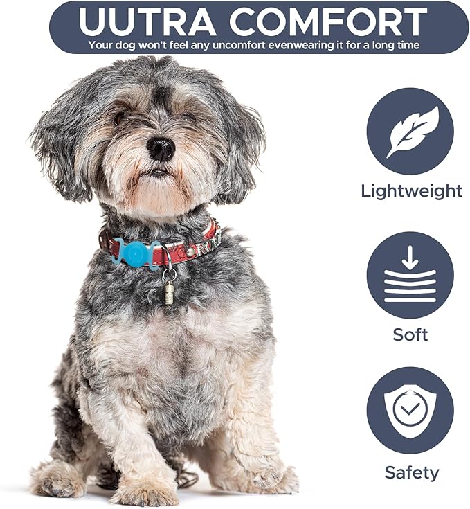 GPS Tracker for Dogs, Mini GPS Pet Tracker with Silicone Cover, IPX8 Waterproof GPS Tracker for Kids,No Monthly Fee,Work with Apple Find My(iOS Only),Dog Tracker Finder Tracker Pets(Blue-L)