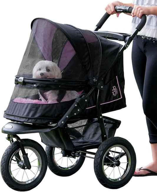 Pet Gear No-Zip NV Pet Stroller for Cats/Dogs, Zipperless Entry, Easy One-Hand Fold, Gel-Filled Tires, Plush Pad + Weather Cover Included, 3 colors