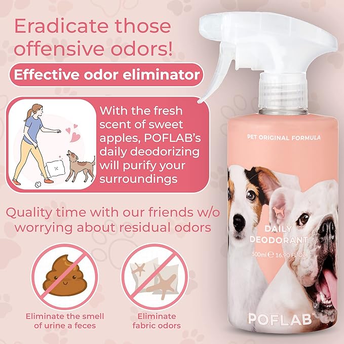 Pet Daily Deodorant - Dog Deodorizer Spray with Apple & Floral Fragrance - Refreshing Cat Deodorizing Cologne Mist with Mango Extract - Odor Eliminator Perfume for Dogs & Cats