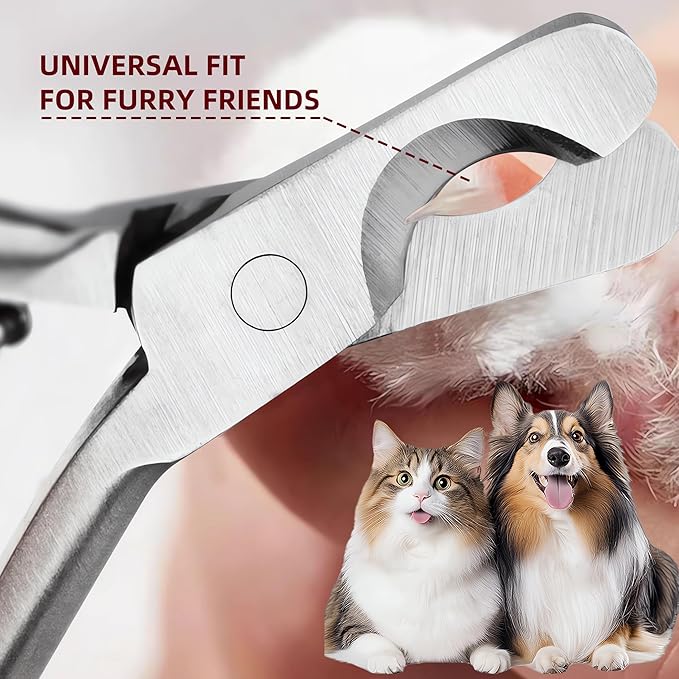 Professional Pet Nail Clippers with Safety Guard Nail File 2-in-1 Wide Open Grooming Tool for Dogs & Cats, Sharp Stainless Steel Trimmer for Small/Medium Pets, Ergonomic Handle for Precise Clipping