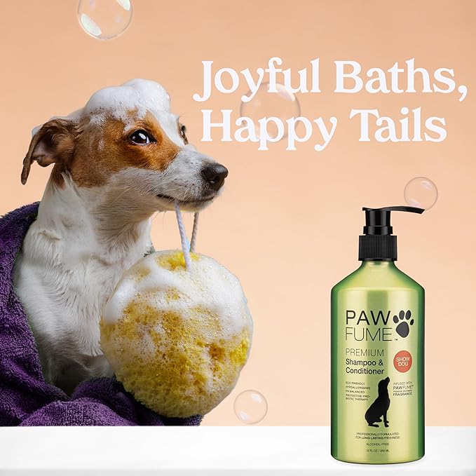 PAWFUME Deshedding Dog Shampoo and Conditioner, Show Dog, 2-Pack – Nourish & Detangle for Silky Soft Coat – Probiotic, Deep-Cleaning, pH-Balanced Formula – Salon-Quality Shampoo for Dogs