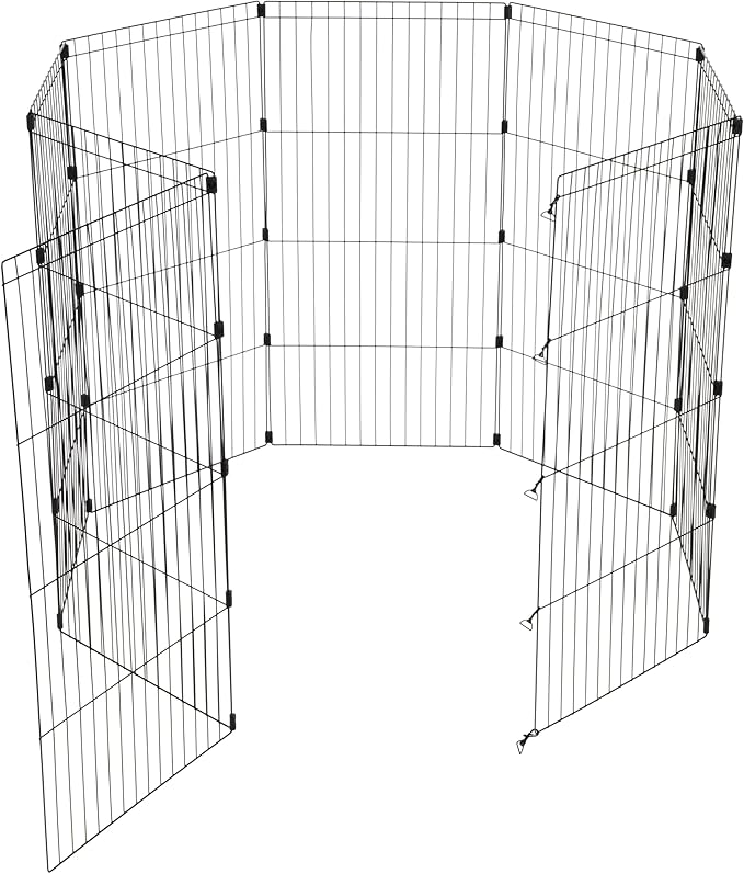 IRIS USA Metal Dog Playpen, 8-Panel 48" Pet Playpen, Puppy Playpen, Indoor/Outdoor Dog Fence, 58 x 58 x 48, Foldable, Customizable, Black
