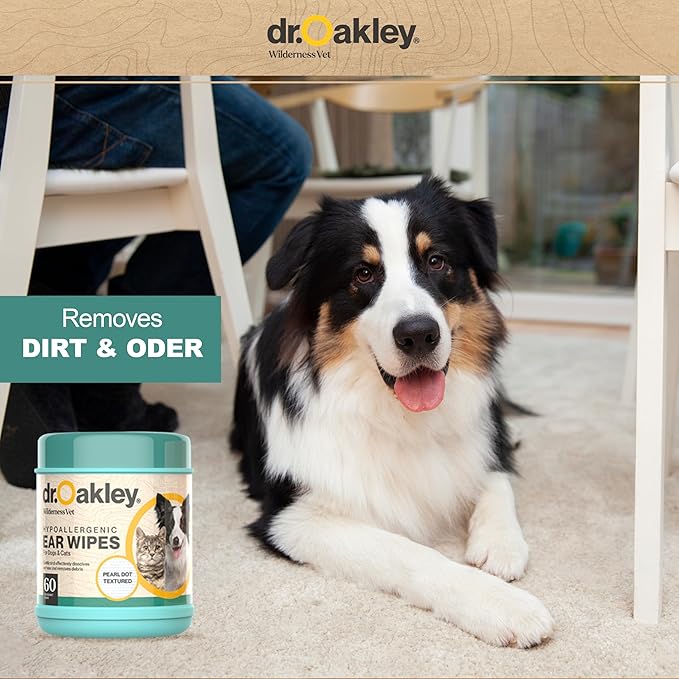 Dr. Oakley Wilderness Vet Pet Wipes Bundle – Hypoallergenic Ear Wipes & Gentle Pet Cleaning Wipes for Dogs & Cats – Soothing Formula, Removes Wax & Debris, Odor Control – 120 Total Wipes