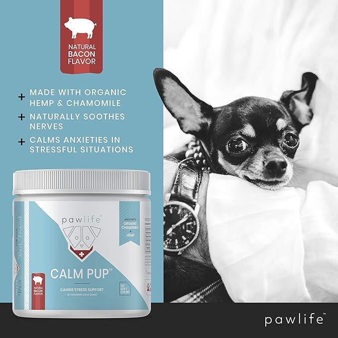 Hemp Dog Calming Chews - Anxiety Relief Treats, 120 Calming Treats for Dogs, Calm Pup Dog Anxiety Relief & Joint Support, Oil Infused Calming Chews for Dogs Anxiety (Bacon Flavor)