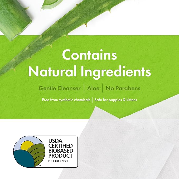 Petkin Plant-Based Eyewipes, 80 Wipes - Biobased & Sustainable Pet Eye Wipes for Dogs & Cats - Cleans Eye Area, Dirt & Tear Stains - Consciously Cleans & Conditions - Easy to Use - Unscented