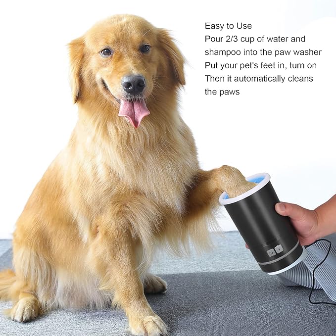 Dpofirs Pet Washer, Automatic USB Rechargeable Soft Brushes Portable Dog Foot Cleaner for Small Medium Dogs