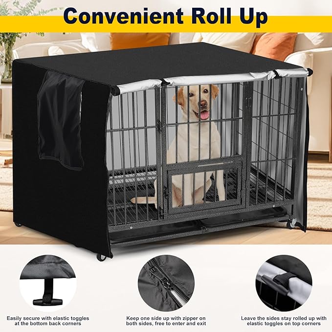 DEROFIT Dog Crate Cover for 25 Inches Wire Cage, 25L x 19W x 20H inch Heavy Duty Lattice Pet Kennel Covers for Small Metal Crate, Heavy Duty Oxford Fabric, Machine Wash