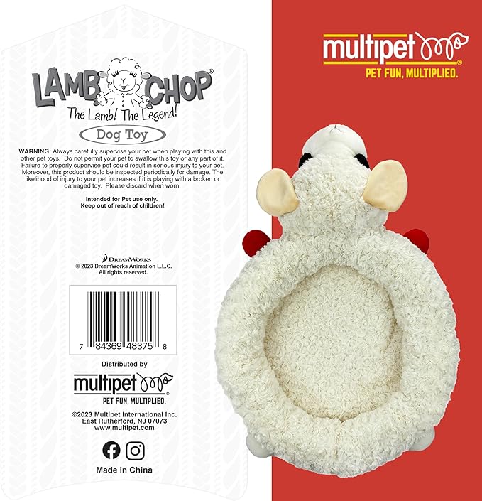 Multipet Lamb Chop Bed for Dogs, White, 27.0" L x 18.5" W x 5.5" Th