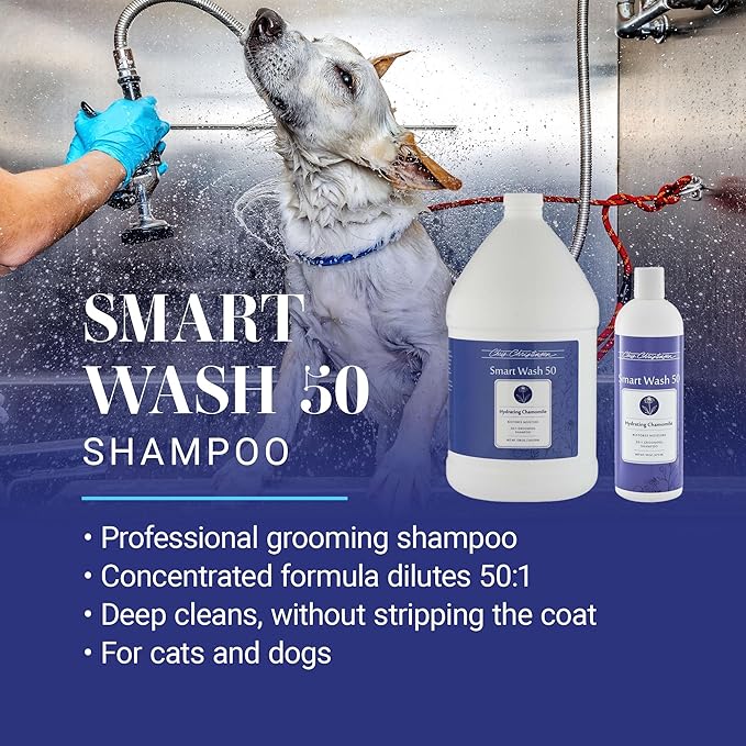 Chris Christensen Smartwash50 Hydrating Blend Ultra Concentrated Dog Shampoo, Makes Up to 50 Bottles, Groom Like A Professional, Delightfully Fragranced, Suitable for All Coats, Made in USA, 16 Oz