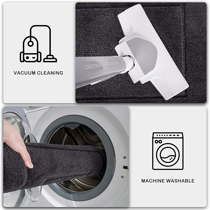 PURRUGS Dirt Trapper Door Mat 34" x 59.5", Non-Slip/Skid Machine Washable Entryway Area Rug, Dog Door Mat, Super Absorbent Welcome Mat for Muddy Wet Shoes and Paws, Charcoal