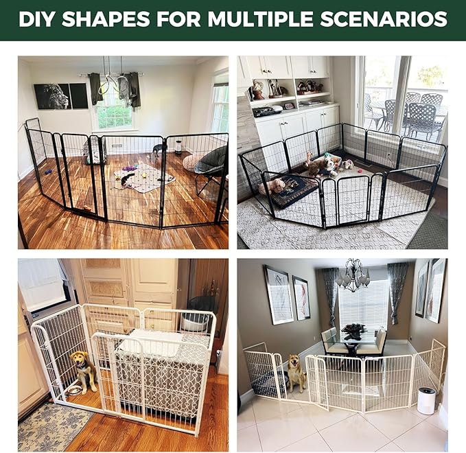 FXW Homeplus Dog Playpen for Indoor Use - Stress-Free and Safe Play, Heavy Duty 40 Inch 16 Panels Dog Pen for Medium and Large Dogs, White│Patented