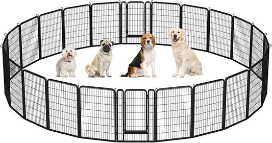 Yaheetech Dog Playpen Outdoor, 40 inch 24 Panels Dog Pen Indoor Heavy Duty Puppy Exercise Pen Metal Pet Fence for RV Camping/Yard/Garden