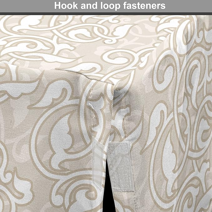 Lunarable Cream Dog Crate Cover, Oriental Motifs with Antique Damask Inspired Design Retro Revival Swirls, Easy to Use Pet Kennel Cover for Small Dogs Puppies Kittens, 18 Inch, Beige White
