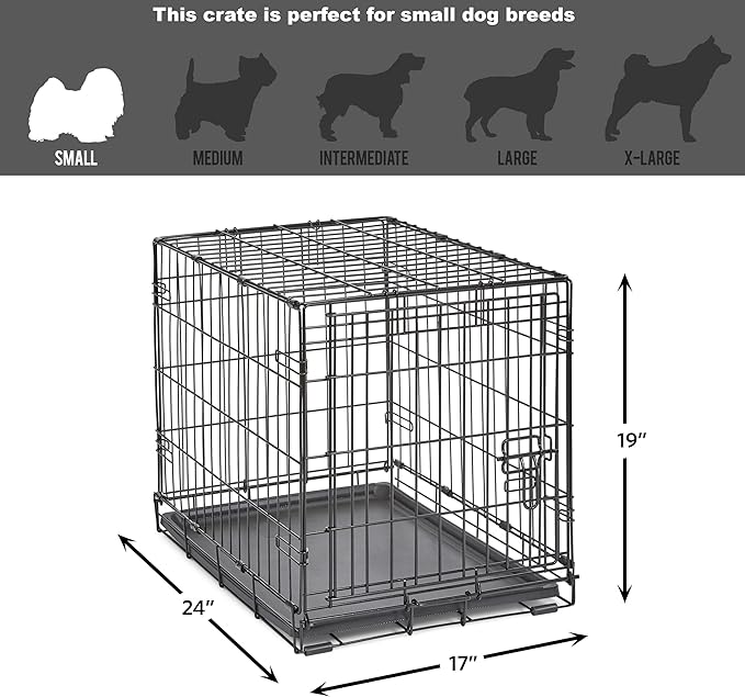 New World Newly Enhanced Single Door New World Dog Crate, Includes Leak-Proof Pan, Floor Protecting Feet, & New Patented Features, 24 Inch