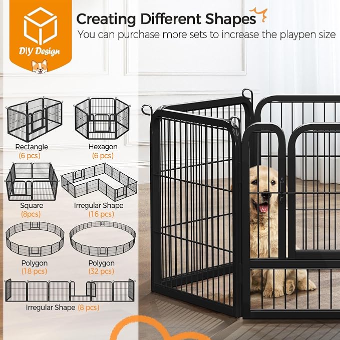 Yaheetech Dog Playpen Outdoor, 24 inch 16 Panels Dog Pen Indoor Heavy Duty Puppy Exercise Pen Metal Pet Fence for RV Camping/Yard/Garden
