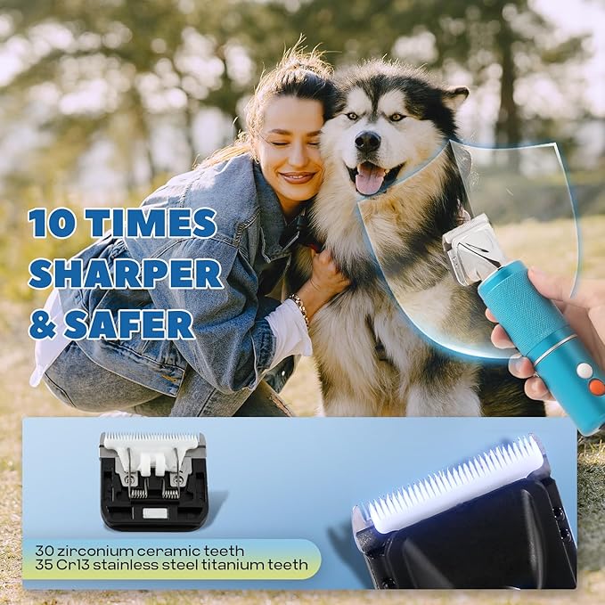 Pet Grooming Clippers 300W & Replacement Blades Set Included (1 Standard + 1 Adjustable) Bundle