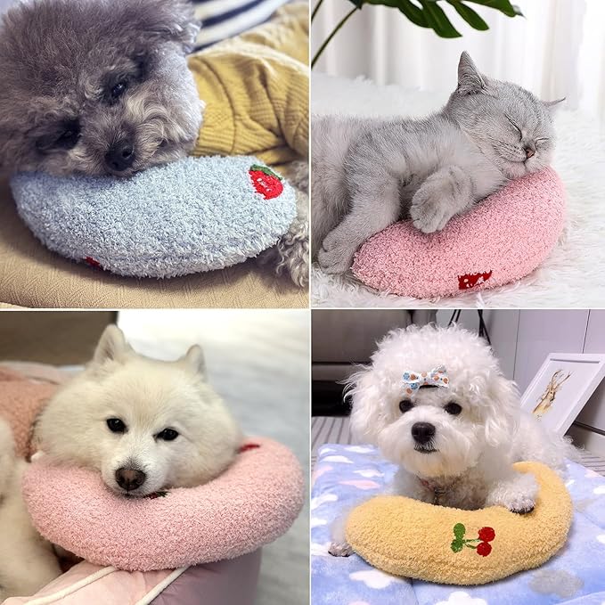 Cutated Dog Calming Pillow Dog Neck Pillow Cat Pillow for Indoor Small Pet Dogs and Cats (Blue)