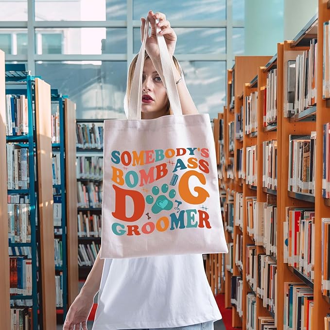 FOTAP Dog Groomer Tote Bag - Somebody's Bomb As Dog Stylist Gift Appreciation