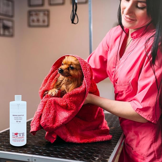 GROOMER ESSENTALS 32oz Dilution Bottles - Set of 4 - Professional Dog Grooming Mixing Bottles for Shampoo, Conditioner, and Solutions