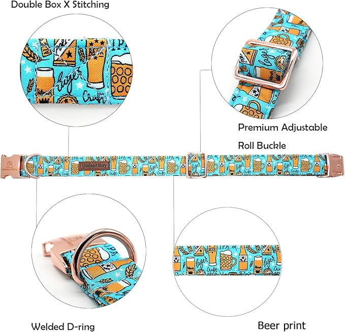 Lionheart glory Dog Collar Blue Dog Collar Summer Dog Collar Party Collar Dog Boy or Girl Soft Durable Adjustable Dog Collars for Medium Dogs