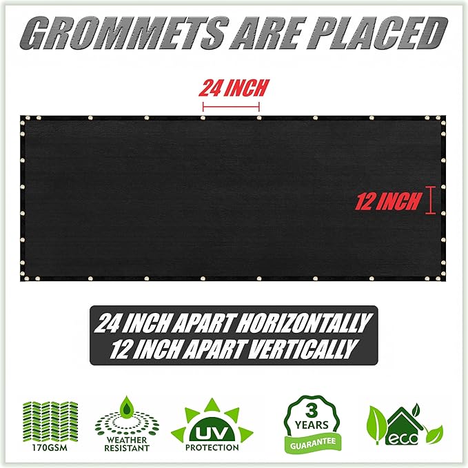ColourTree 2' x 12' Red Custom Size Shade Cloth with Grommets - 90% Sunblock, Durable Mesh Fabric Tarp for Dog Kennel Cover, Fence Privacy Screen, Greenhouse, Chicken Coop & Pet Playpen