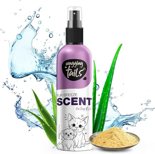 Wagging Tails 5-in-1 Fur Breeze Scent, 6.7 fl oz for Dogs & Cats | Alcohol-Free Pet Freshener | Long-Lasting Freshness & Odor Eliminator | Gentle Formulation for All Pets, Ensuring Daily Freshness