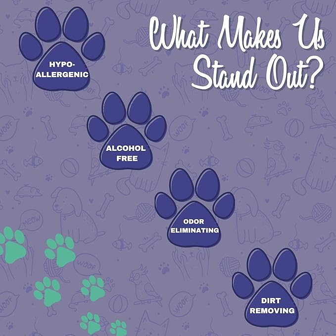 FurryFriends Pet Wipes | Lavender Chamomile Scented | Hypo-allergenic | Alcohol Free| Deodorizing | Removes Loose Hair & Dirt | Incredibly Clean | 4 Pack