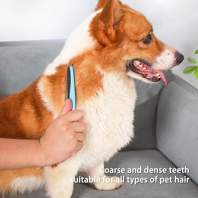 Pet Dematting Tool 2 Pack Double Sided Undercoat Rake & Dematting Comb for Cats and Dogs for Detangling Matted or Knotted Undercoat Hair (Gray & Black, Large)