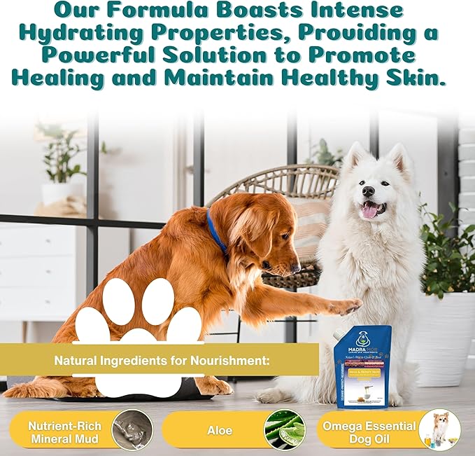 Worldwide Nutrition Madra Mor Milk & Honey Mud Spa Bath for Dogs | Dog Bath for Dog Grooming | 10oz Pouch Mud Bath Dog Essentials with Multi-Purpose Key Chain, brown