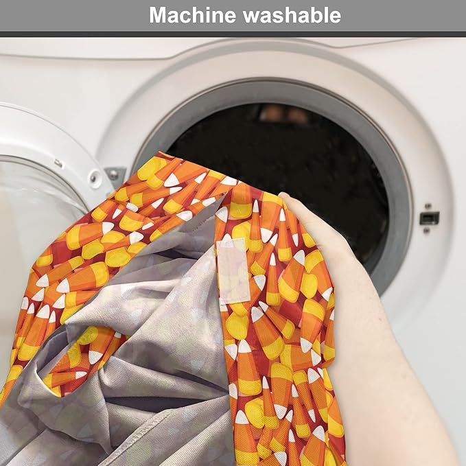 Lunarable Candy Corn Dog Crate Cover, Cartoon Style Pattern of Repetitive Nested Sweets Clutter, Easy to Use Pet Kennel Cover for Small Dogs Puppies Kittens, 22 Inch, Marigold Vermilion