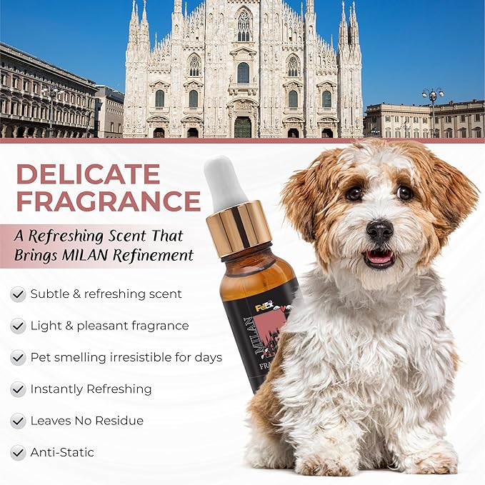 Petex Premium Pet Fragrance Oil | Ultra Premium Natural Pet Care with Dead Sea Minerals | Dog Perfume Fragrance Oil Long Lasting Scent | Natural Pet Cologne - Suitable for Dogs and Cats (Milan)