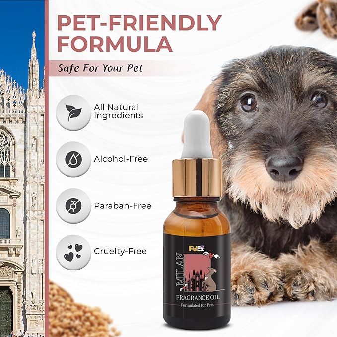 Petex Premium Pet Fragrance Oil | Ultra Premium Natural Pet Care with Dead Sea Minerals | Dog Perfume Fragrance Oil Long Lasting Scent | Natural Pet Cologne - Suitable for Dogs and Cats (Milan)