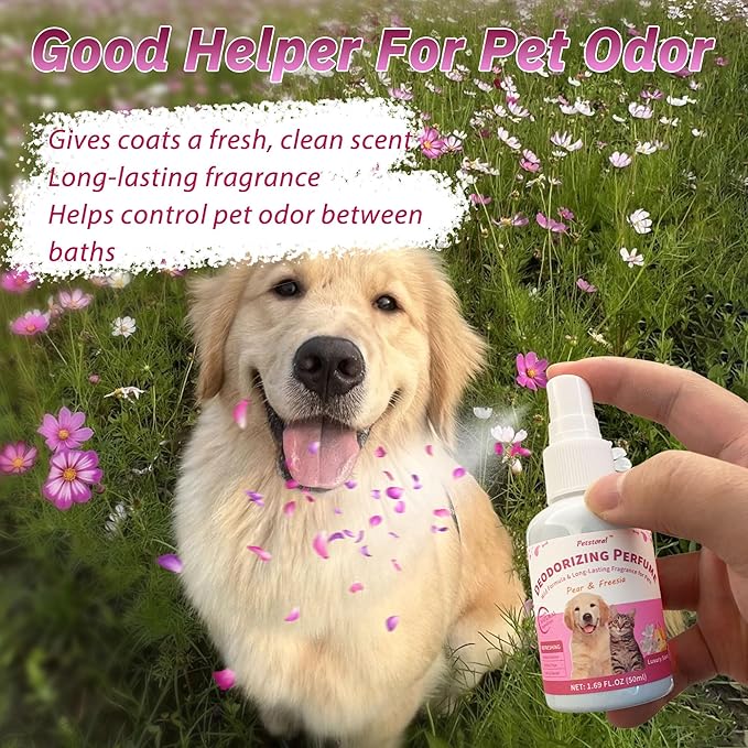 Deodorizing Perfume Spray for Pets, luxury Scent, Long-Lasting Fragrance (1.69 Fl Oz, Pear & Freesia)
