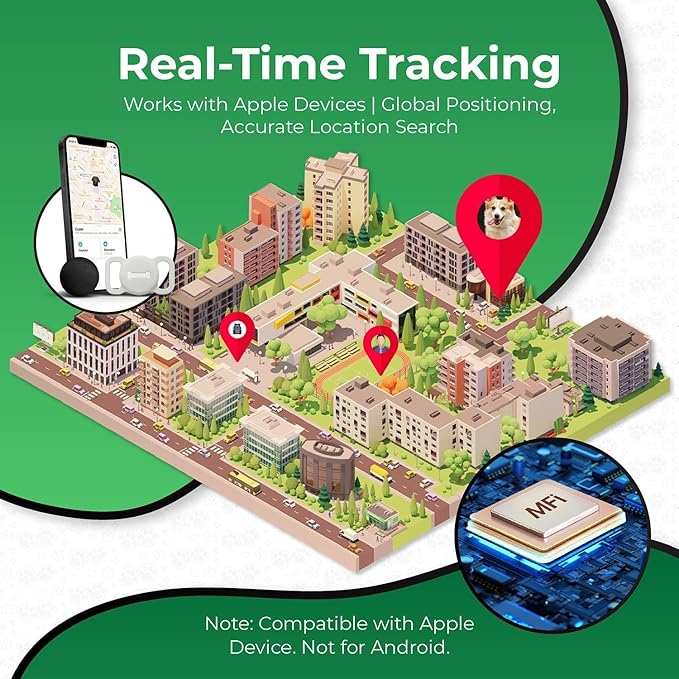 Pet Tracker for Cat, Smart Pet Location Tracker with Cat Collar Holder, Smart Item Finder, MFi Certificated Tracking Device, No Monthly Fee, Works with Find My (iOS Only) (WhiteV3, Small)