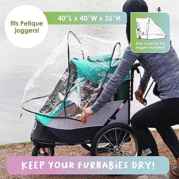 PETIQUE Trailblazer Jogger, Dog Cart for Medium Size Pets, Ventilated Pet Stroller for Cats & Dogs, Turquoise